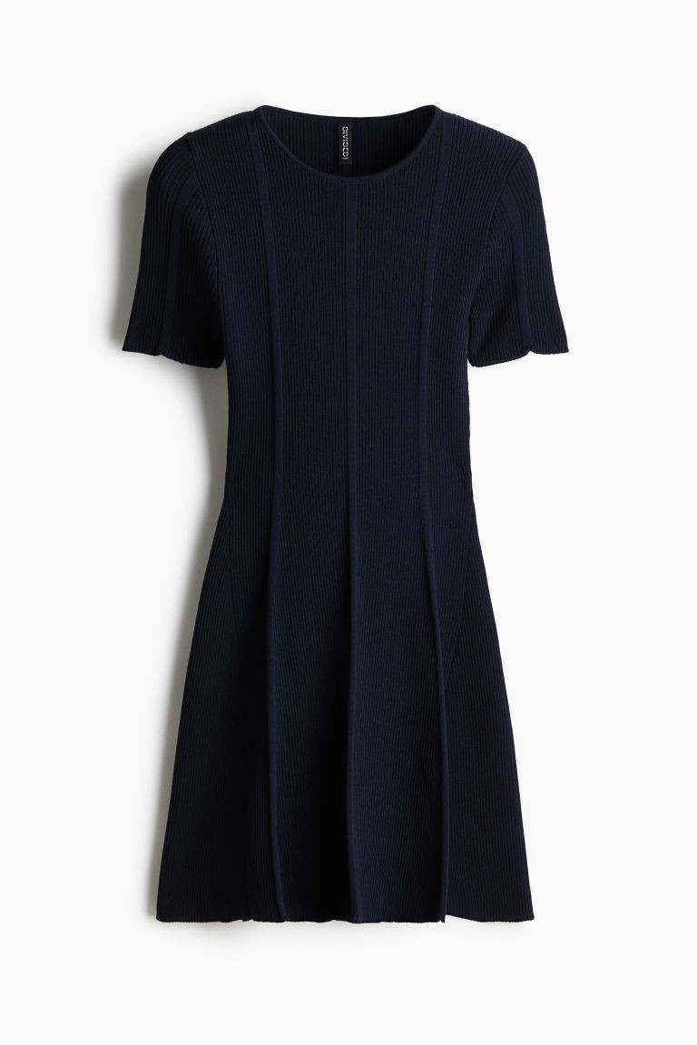 Rib-Knit Dress with Flared Skirt | H&M (US + CA)