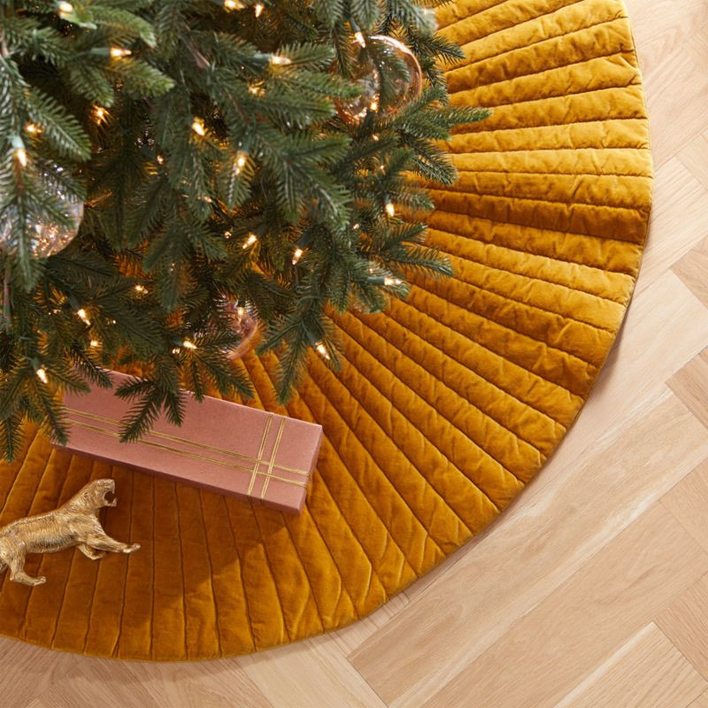 48" Flake Velvet Burnt Gold Tree Skirt + Reviews | CB2 | CB2