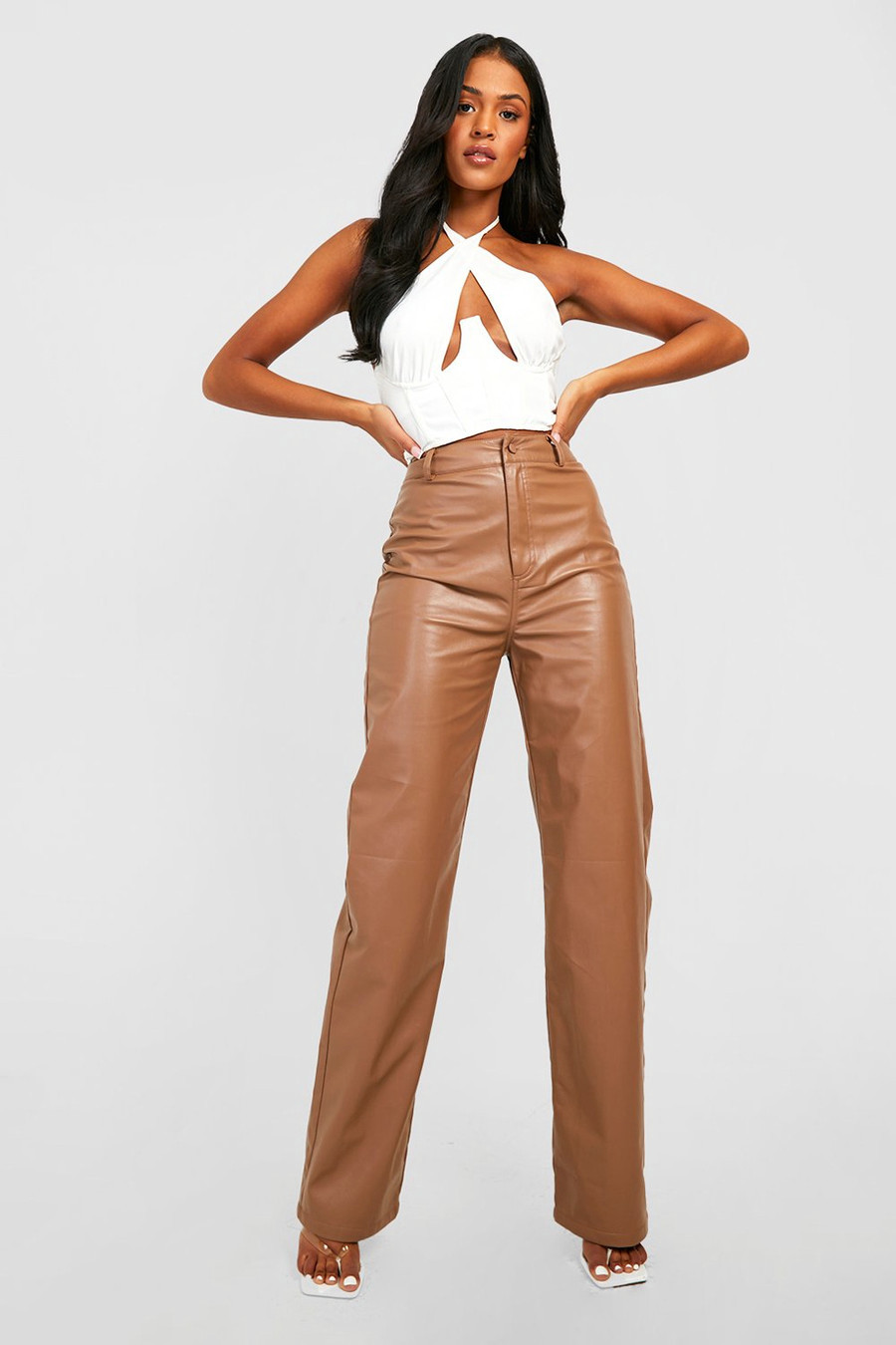 Tall Wide Leg High Waisted Pu Pants | Boohoo.com (US & CA)