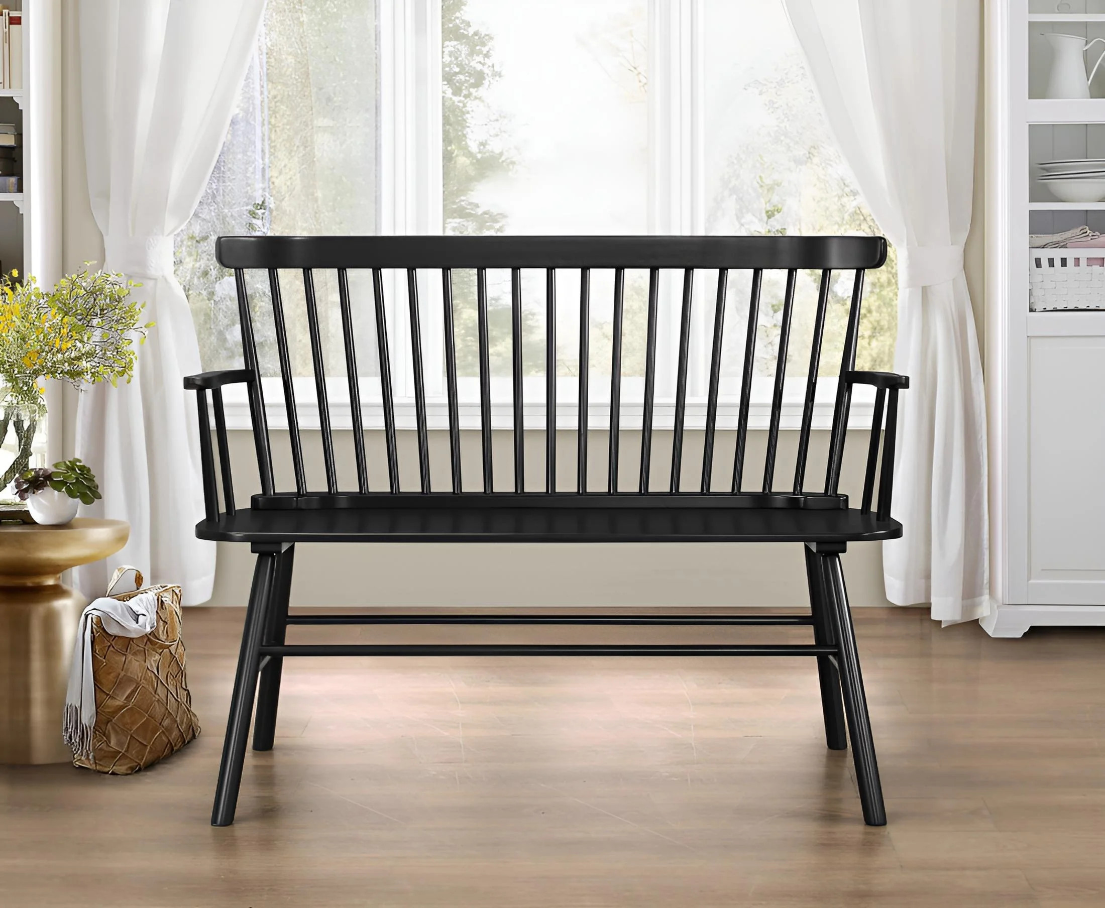 Crown Mark Jerimiah Back Support Bench, Black | Walmart (US)