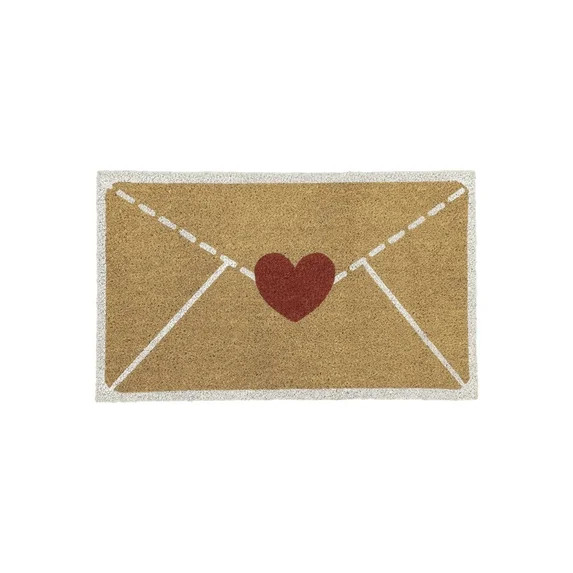 Heart Envelope Valentine's Day Outdoor Coir Doormat, Natural and Red, 18" x 30", by My Texas Hous... | Walmart (US)