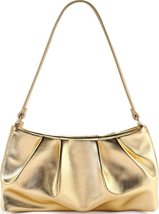 QIRACHIC Women's Clutch Purse, Pleated Evening Handbag, Shoulder Bag with Detachable Chain and Sh... | Amazon (US)