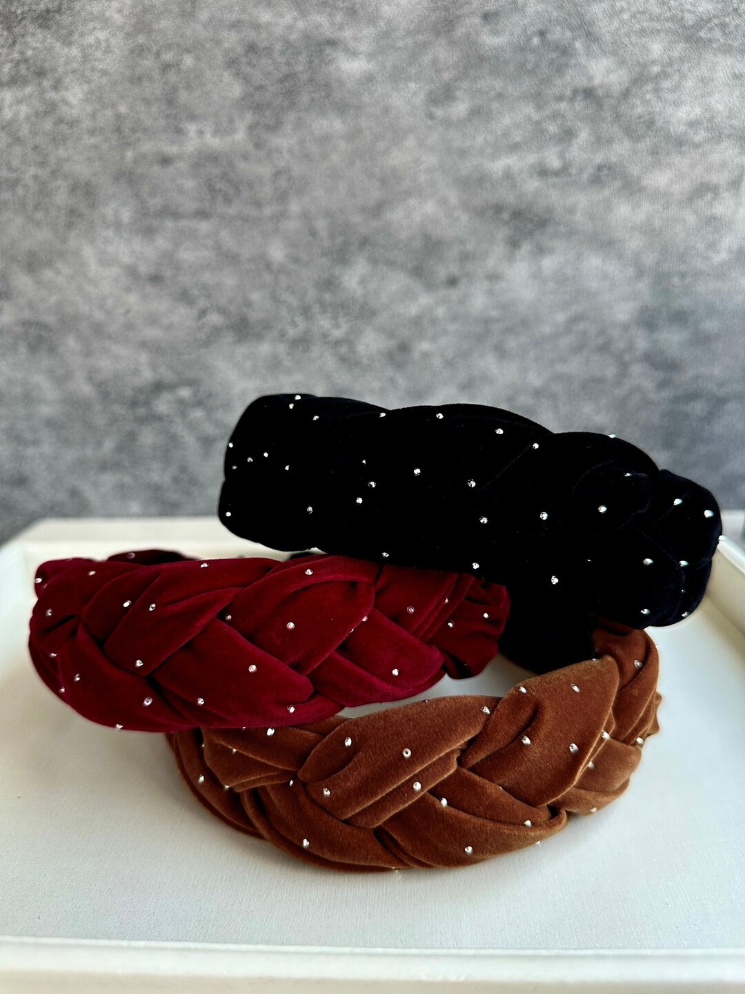 Velvet Headbands for Women Vintage Braided Boho Hair Band Rhinestone Headband Party Hair Accessor... | Etsy (US)