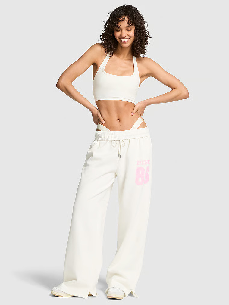 Buy Ivy Fleece Wide-Leg Split-Hem Sweatpants, Winter White - Order Bottoms online - PINK US | Victoria's Secret (US / CA )