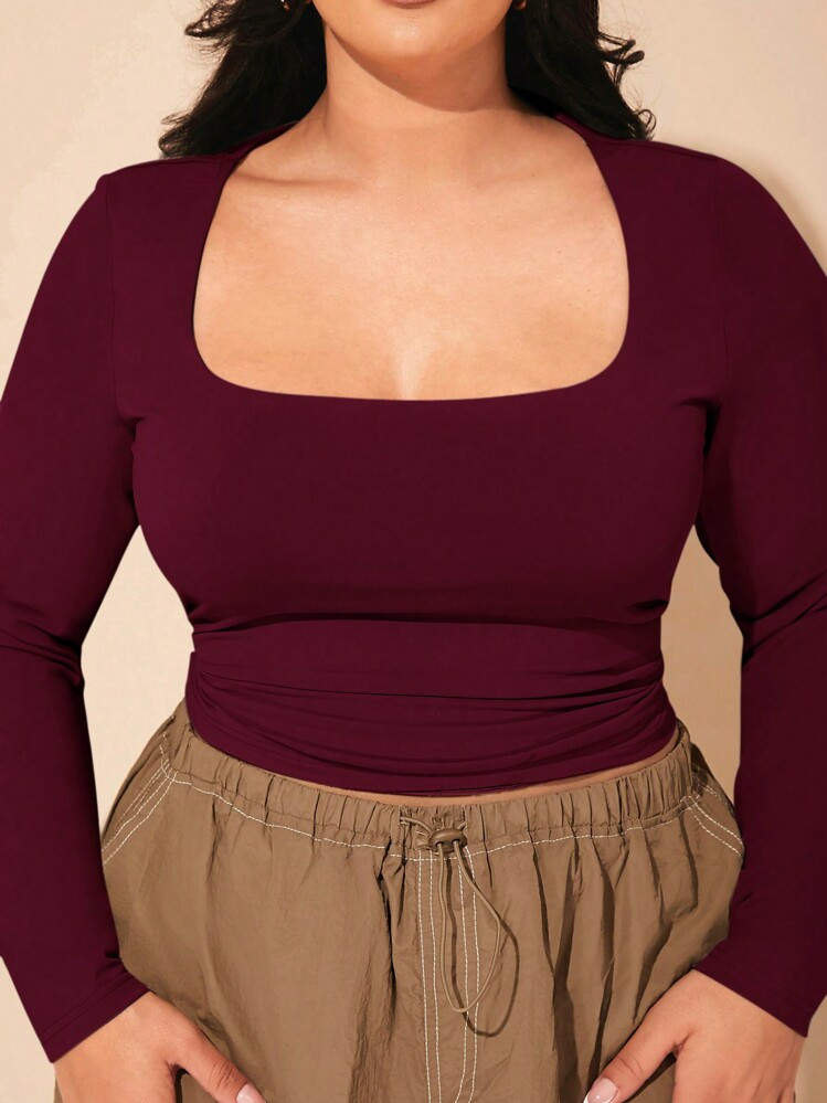 Burgundy Plus Top | SHEIN