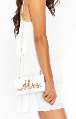 MRS Box Clutch Bag ~ White/Gold | Show Me Your Mumu
