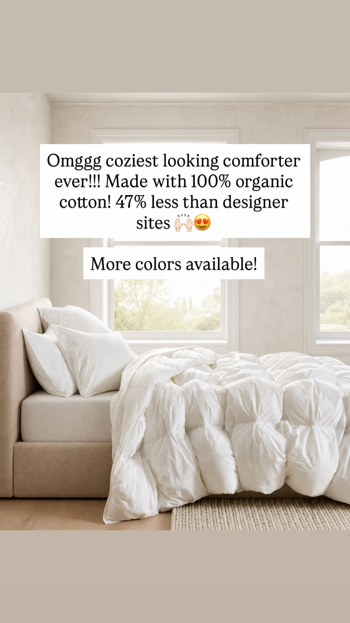Omggg coziest looking comforter ever!!! Made with 100% organic cotton! 47% less than designer sites 🙌🏻😍

More colors available!