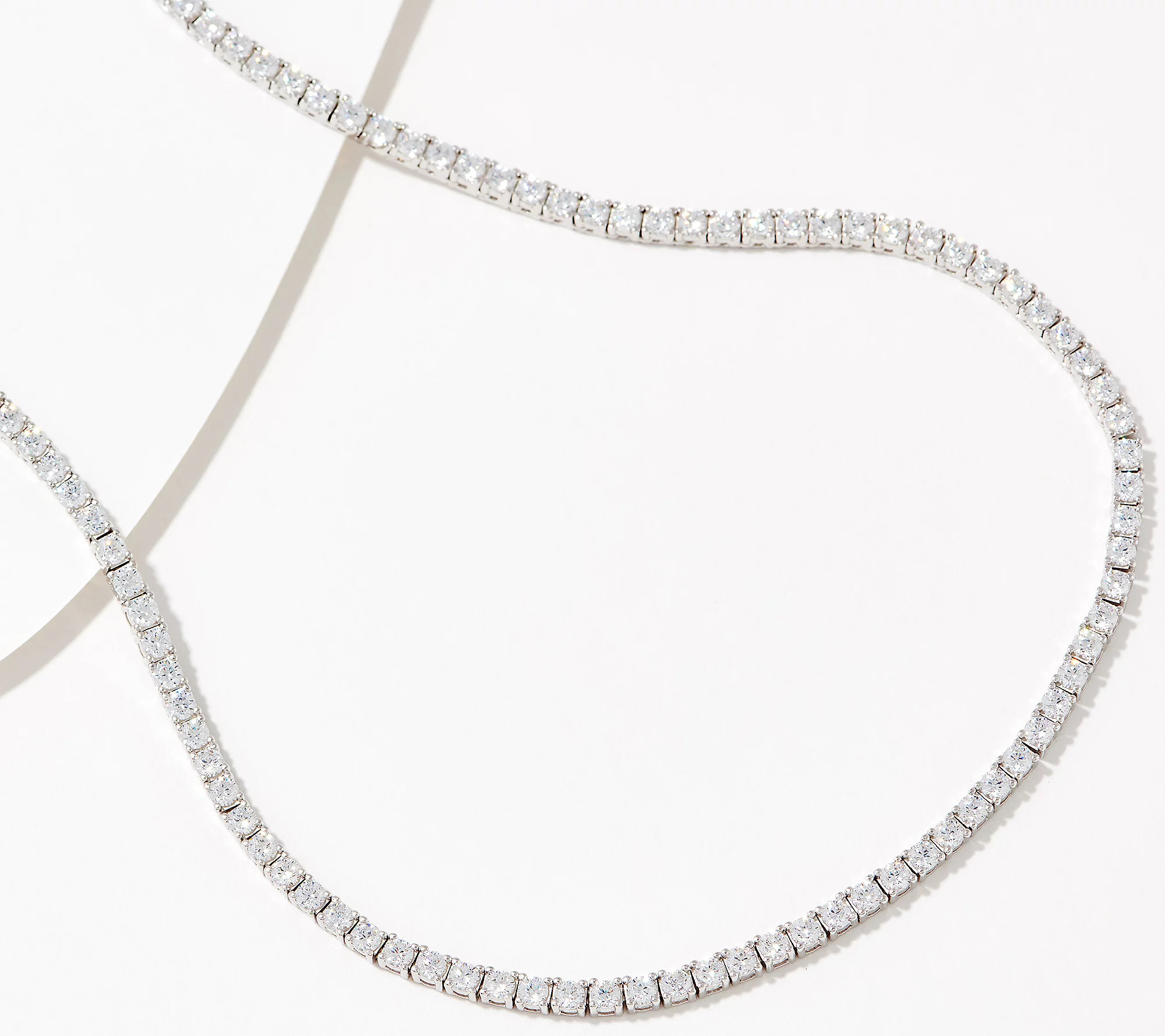 Diamonique 18"" Tennis Necklace, Sterling Silver | QVC