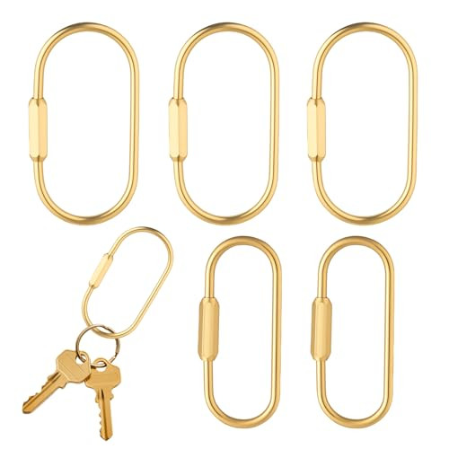 5-Pack Brass Key Ring - Gold Key Ring Screw Lock Keychain for Labubu Gold Carabiner Carabiner Keychain Clip for Keys | Amazon (US)