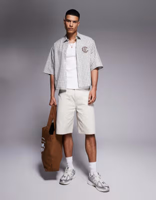 ASOS DESIGN boxy oversized shirt in green check | ASOS | ASOS (Global)