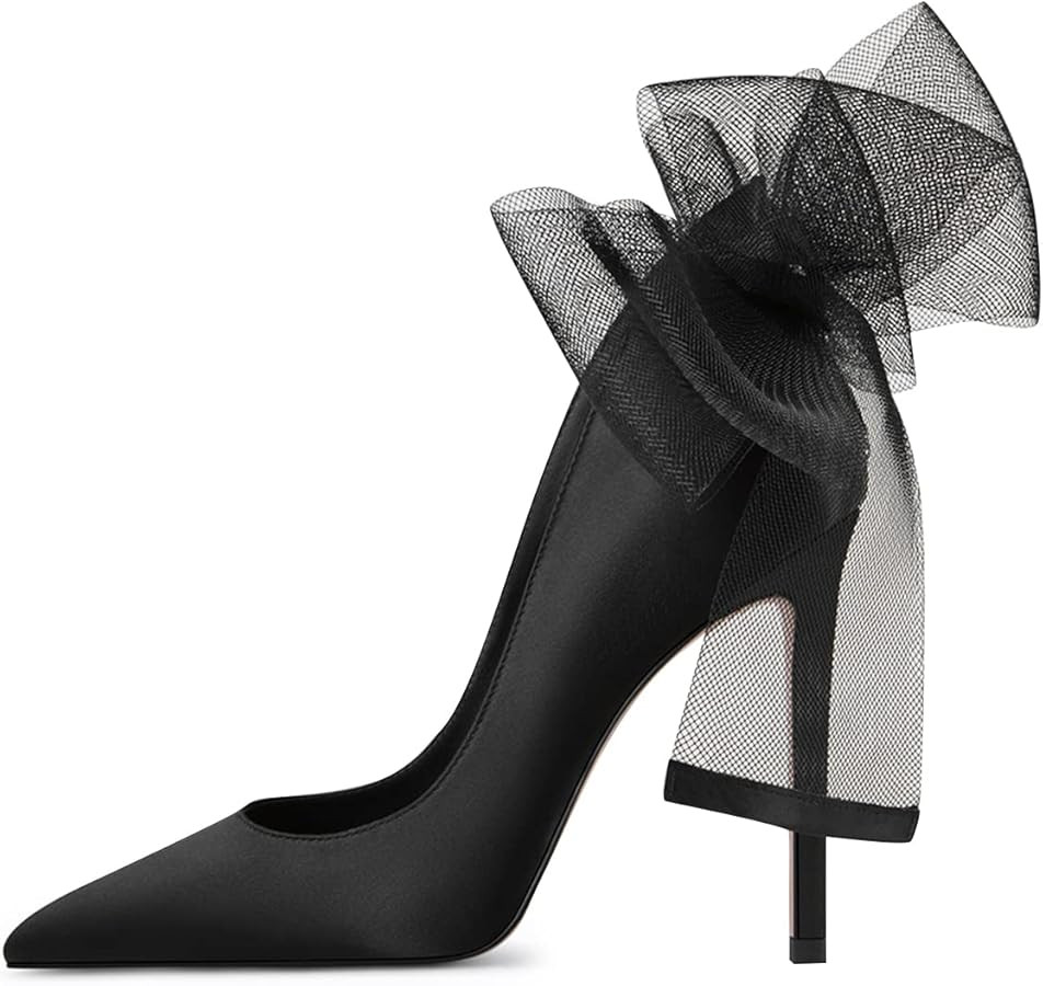 FSJ Women Sexy Prom Pointy Toe High Heel Stiletto Pumps Closed Toe Slip On Swallow Tailed Dress P... | Amazon (US)