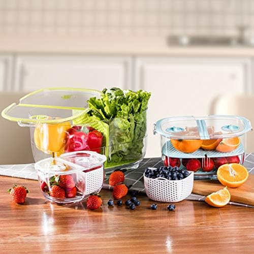 LUXEAR Fresh Produce Vegetable Fruit Storage Containers 3Piece Set, BPA-free Fridge Storage Containe | Amazon (US)