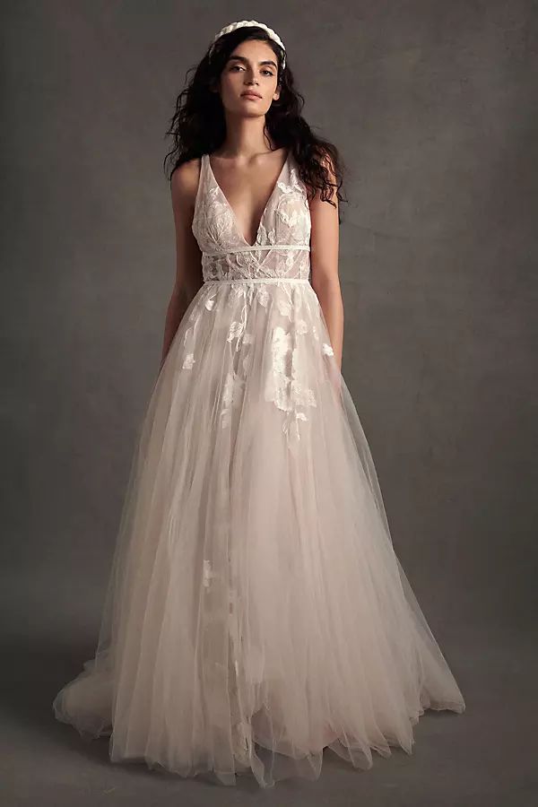 Willowby by Watters Hearst A-Line Tulle Wedding Gown By Willowby by Watters in White Size 26W | Anthropologie (US)
