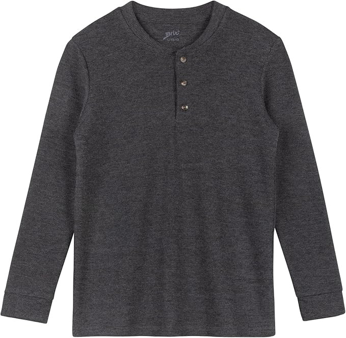 Brix Boys' Long Sleeve Thermal - Henley Shirt Waffle Fashion Clothes. | Amazon (US)