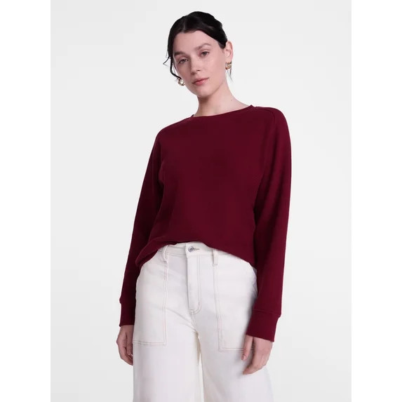 Scenario Women's Waffle Knit Crewneck Tee with Long Sleeves, Sizes XS-XXXL | Walmart (US)