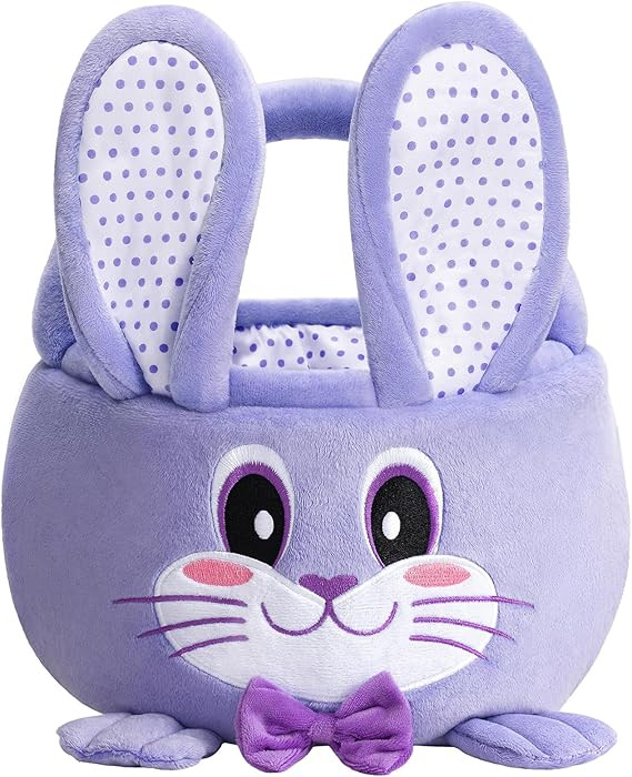 Easter Basket Empty, Small Gift Baskets with Decorative Rabbit, Easter Basket with Handle, Purple | Amazon (US)
