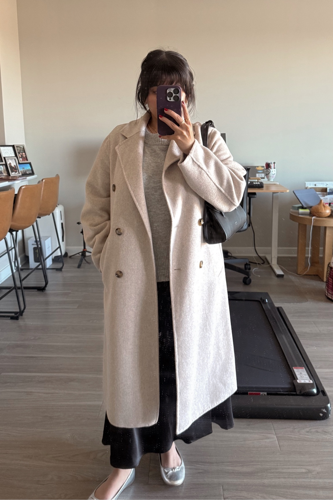 Outfit of the day
Styled the skirt with sweater and coat with black bag with flats 
For reference I’m 5’1 and wearing size x-small for coat 

#LTKFindsUnder50 #LTKSaleAlert #LTKStyleTip