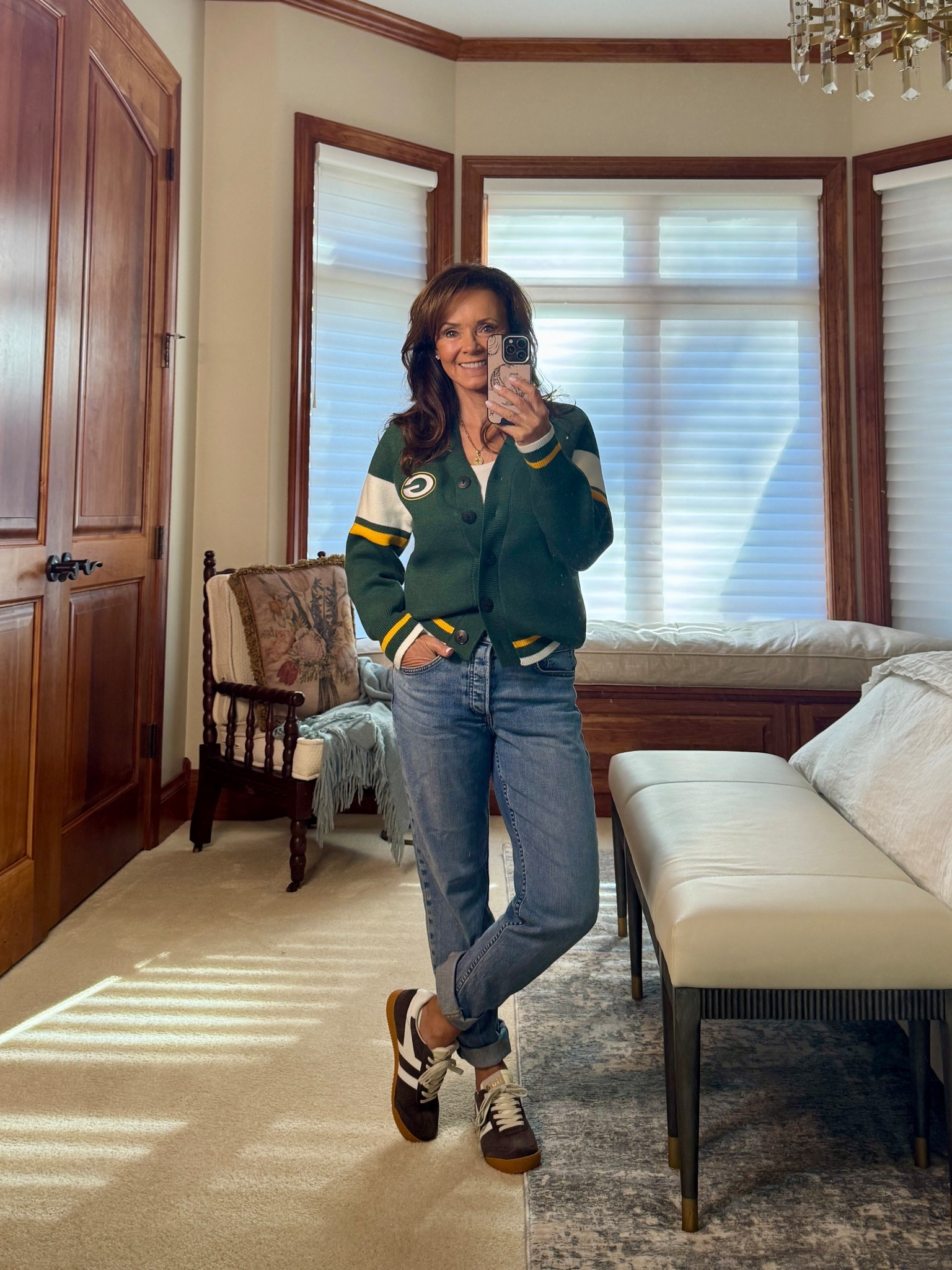 Go Pack Go!
The Packer sweater cardigan you will wear over and over. So soft and cozy! Green and gold retro feel. 
kimbentley, fall outfit, football  

#LTKActive #LTKParties #LTKSeasonal