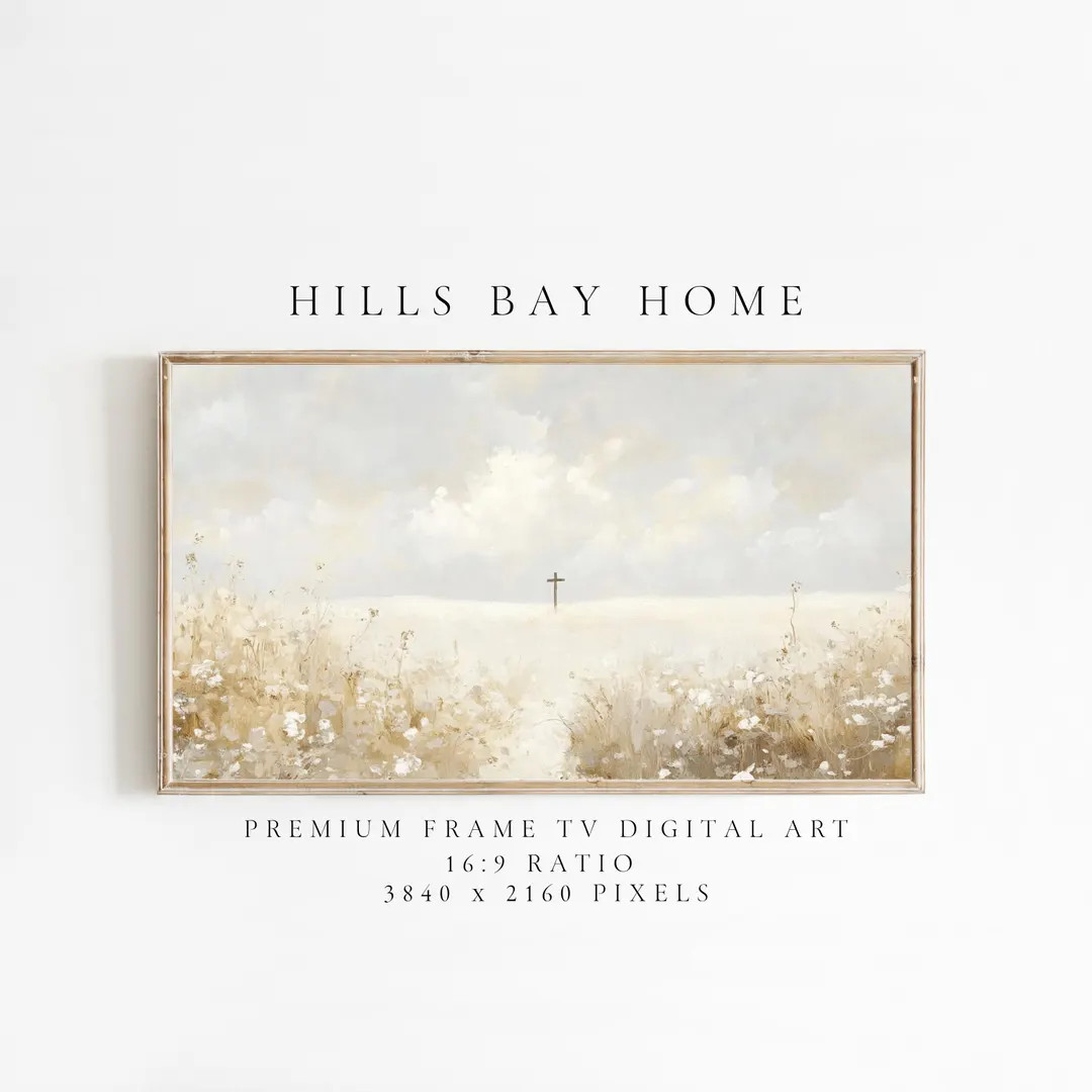 Cross Frame Tv Art, Digital Download Art for Frame Tv, Meadow Tv Art, Spring Tv Art, Easter Frame... | Etsy (US)