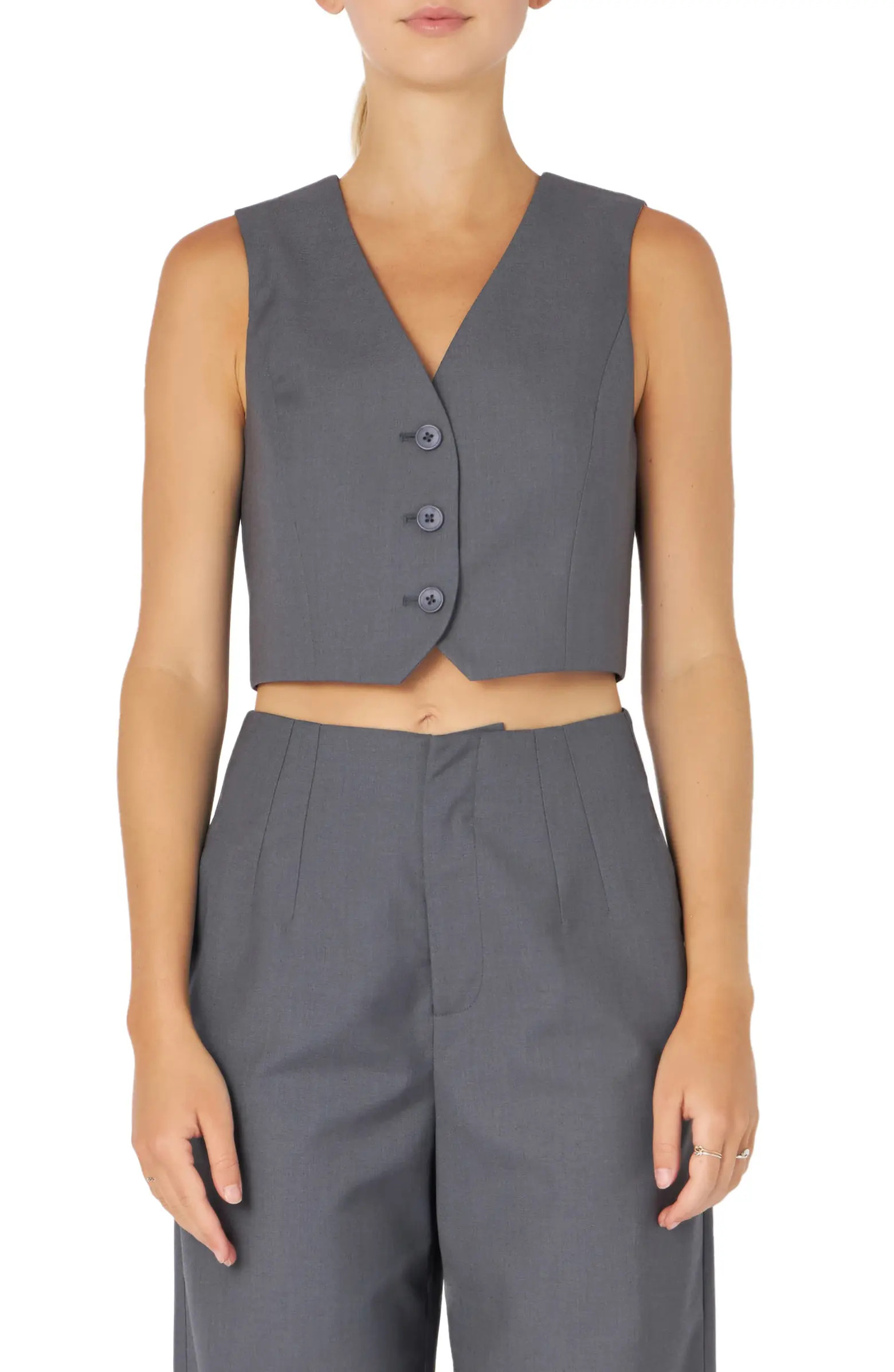 Button-Up Crop Vest | Nordstrom