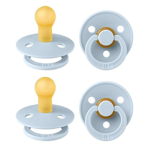 BIBS Colour Pacifier, 0-6 Months, 4-Pack, Round Nipple, Baby Blue | Amazon (US)