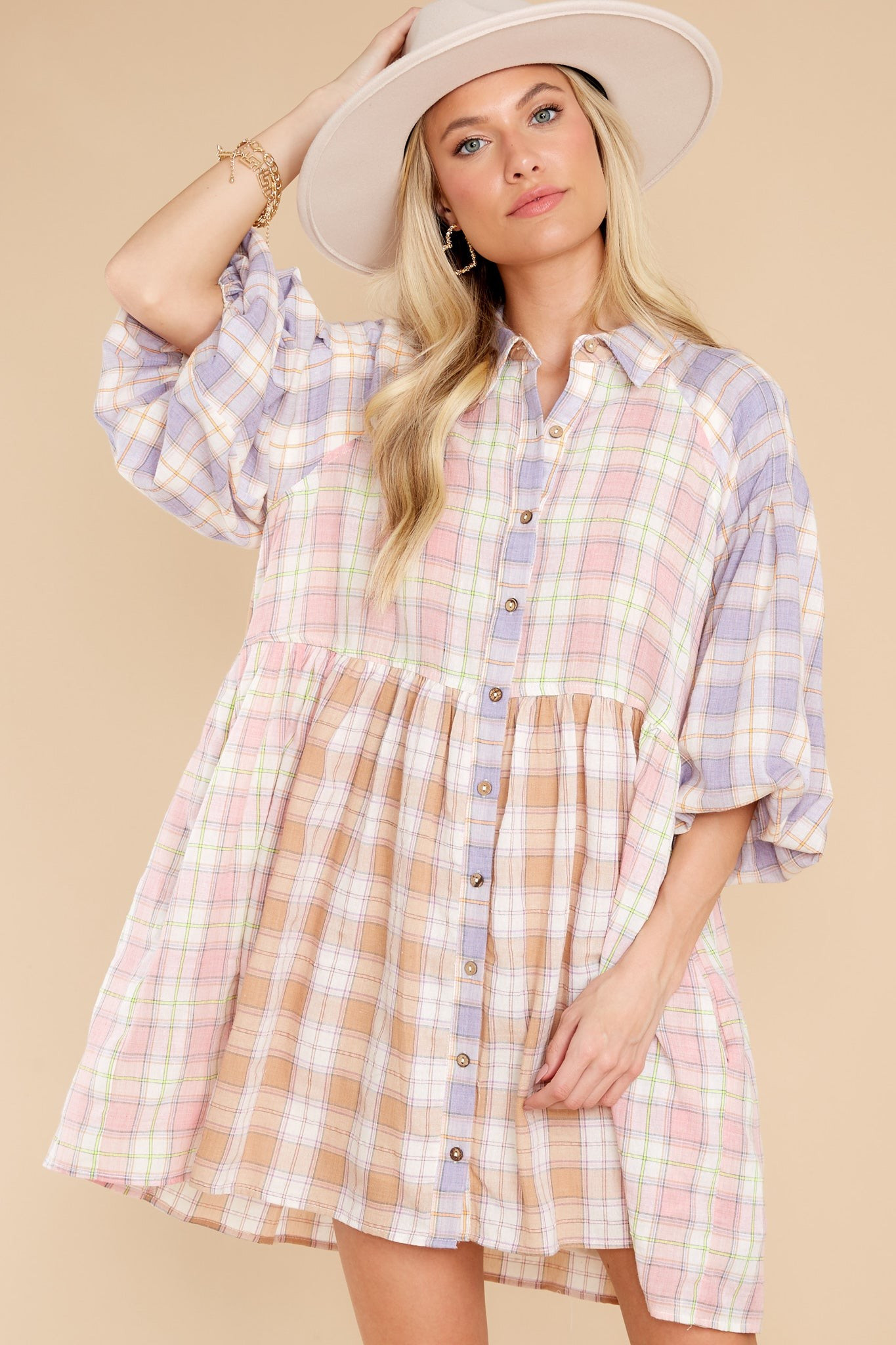 All Good Reasons Lavender Multi Plaid Dress | Red Dress 