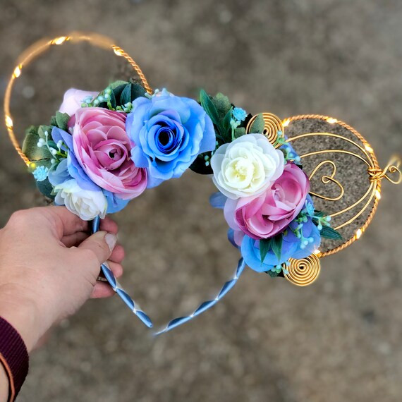 Keep On Believing Cinderella Floral Wire Mouse Ears | Etsy (US)
