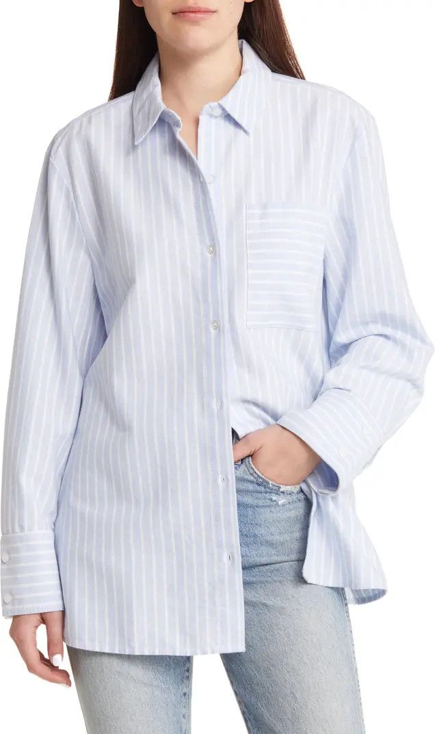Treasure & Bond Oversize Stripe Poplin Button-Up Shirt | Nordstrom | Nordstrom