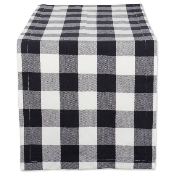 108" x 14" Cotton Buffalo Check Table Runner Black/White - Design Imports | Target