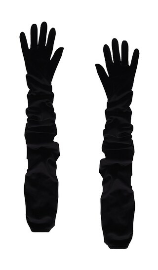 Velvet Opera Gloves in Black | Revolve Clothing (Global)