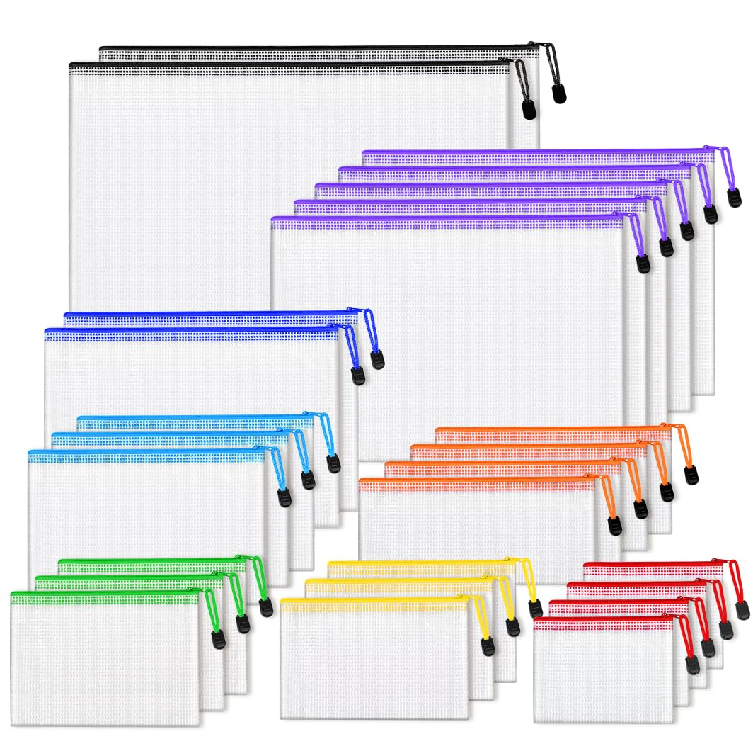 26pcs Mesh Zipper Pouch Bags, 8 Sizes Plastic Zippered Storage Bags for Organizing, Clear Pouches with Zipper, Waterproof Mesh Pouch for Office School Supplies, Home Organize, Travel Storage | Amazon (US)