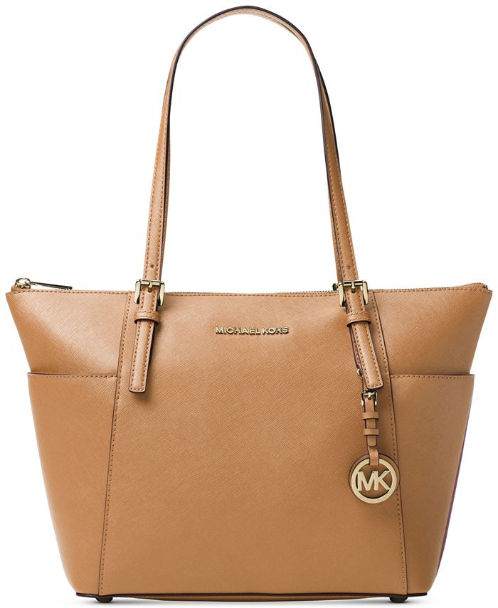 Michael Kors Jet Set Large Crossgrain Leather Tote & Reviews - Handbags & Accessories - Macy's | Macys (US)