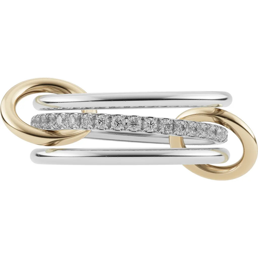 Spinelli Kilcollin Sonny SG Gris Diamond Linked Sterling Silver & 18K Gold Ring at Nordstrom, Size 7.5 | Nordstrom