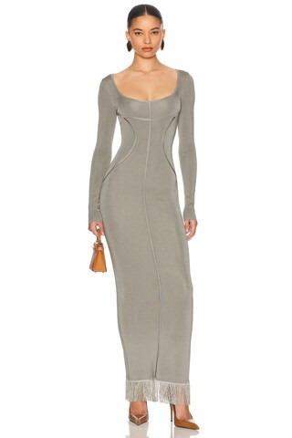 Helsa Claudetta Maxi Dress in Grey | FWRD 