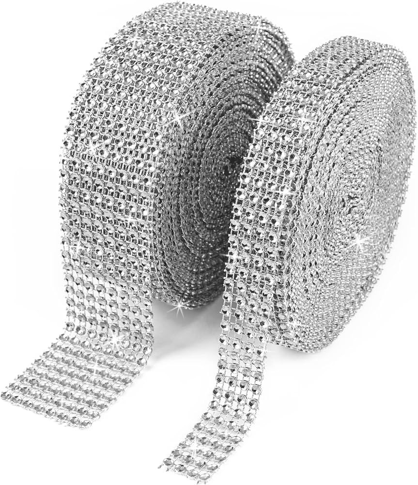 BTSD-home 20Yards Rhinestone Ribbon Roll Diamond Ribbon for Crafts, Cake, Birthday Decorations, W... | Amazon (US)