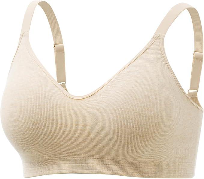 Momcozy Seamless U.S. Cotton Wireless Bras for Women, Comfortable Full Coverage Bra with Fixed Pa... | Amazon (US)