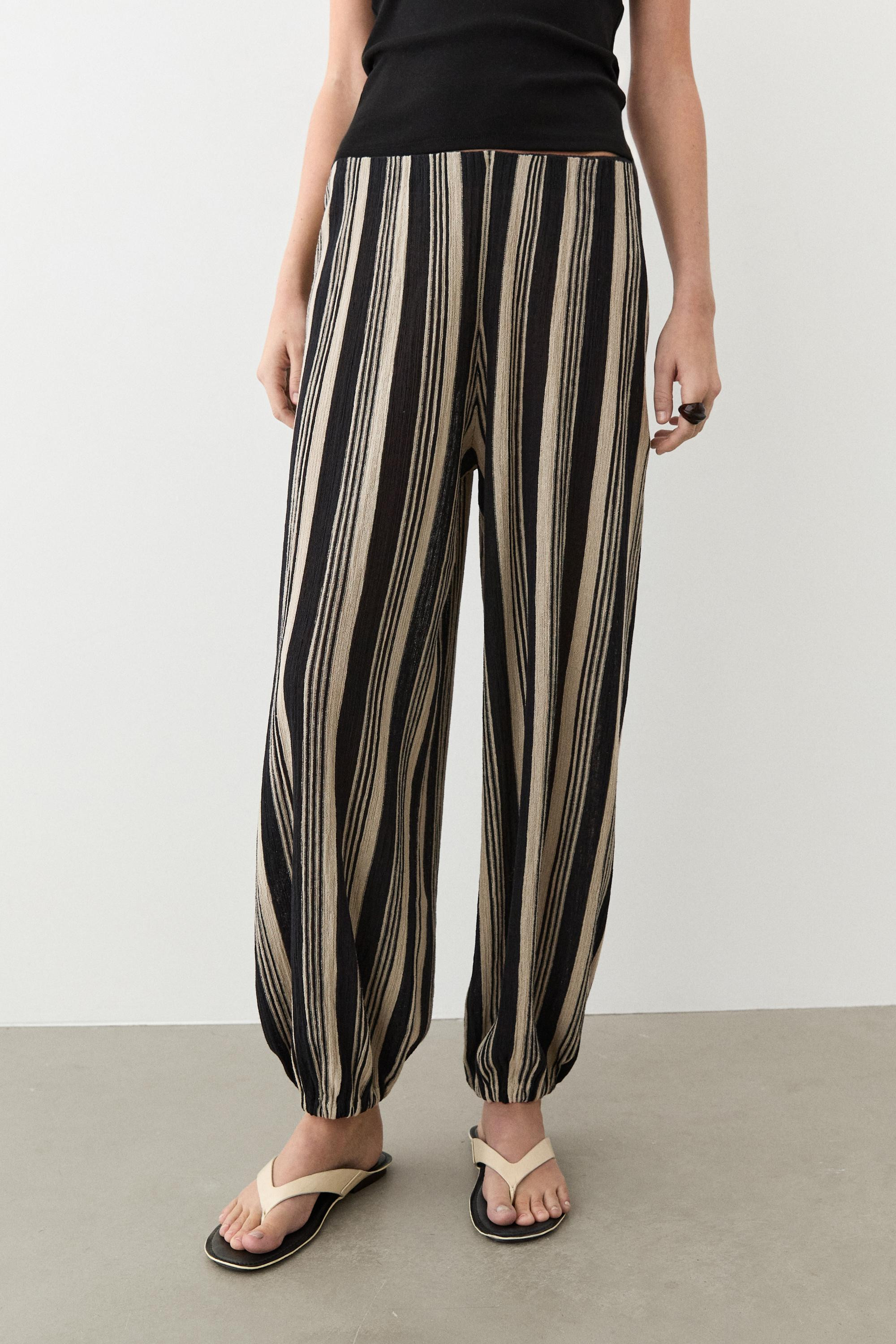 Striped sarouel co-ord pants | Massimo Dutti US