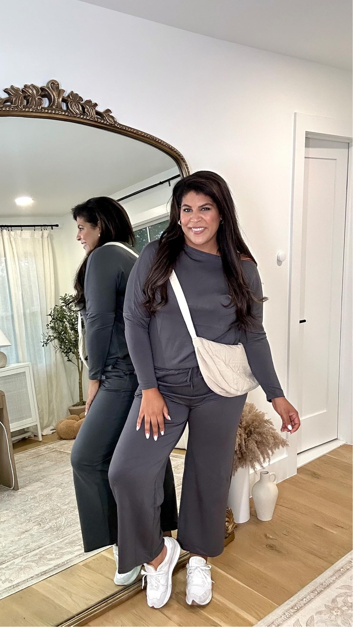 midsize casual fall outfit idea — I’m 5’9” 38D size 12 or XL wearing an XL in the 2 piece set & sneakers run slightly large so size down 1/2 size #fallfashion #womensstyle #amazonfashion 

#LTKSeasonal #LTKMidsize #LTKFindsUnder50