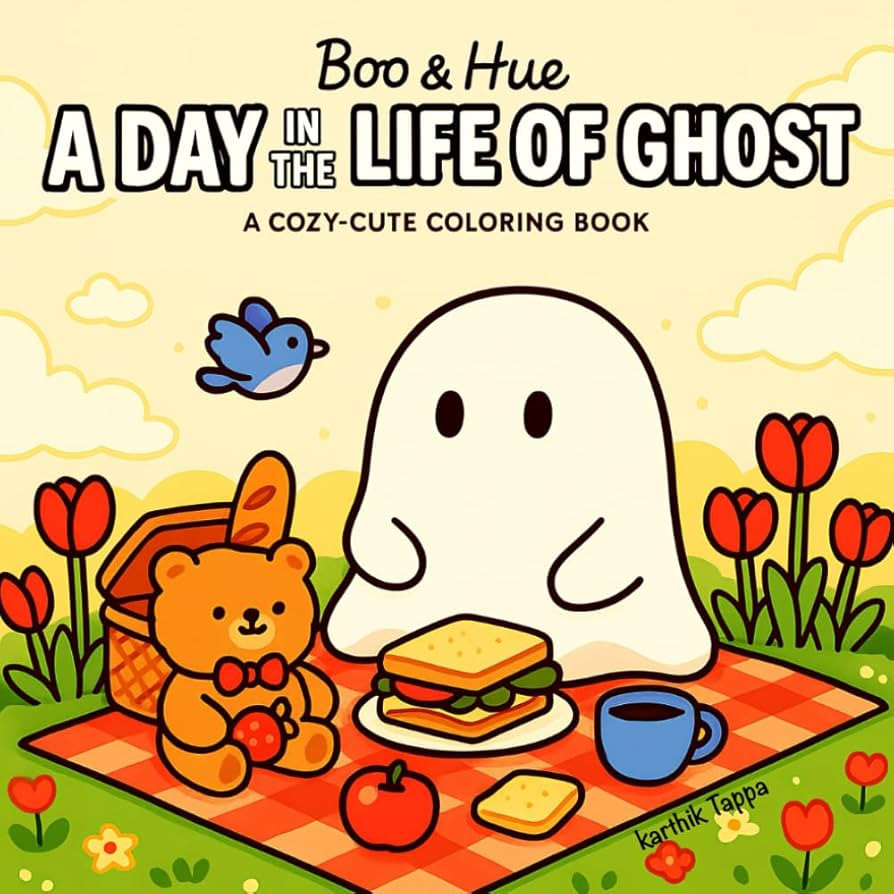 Boo & Hue: A Day in the Life of Ghost: A Cozy Cute Coloring Book for Adults & Teens: Featuring a ... | Amazon (US)