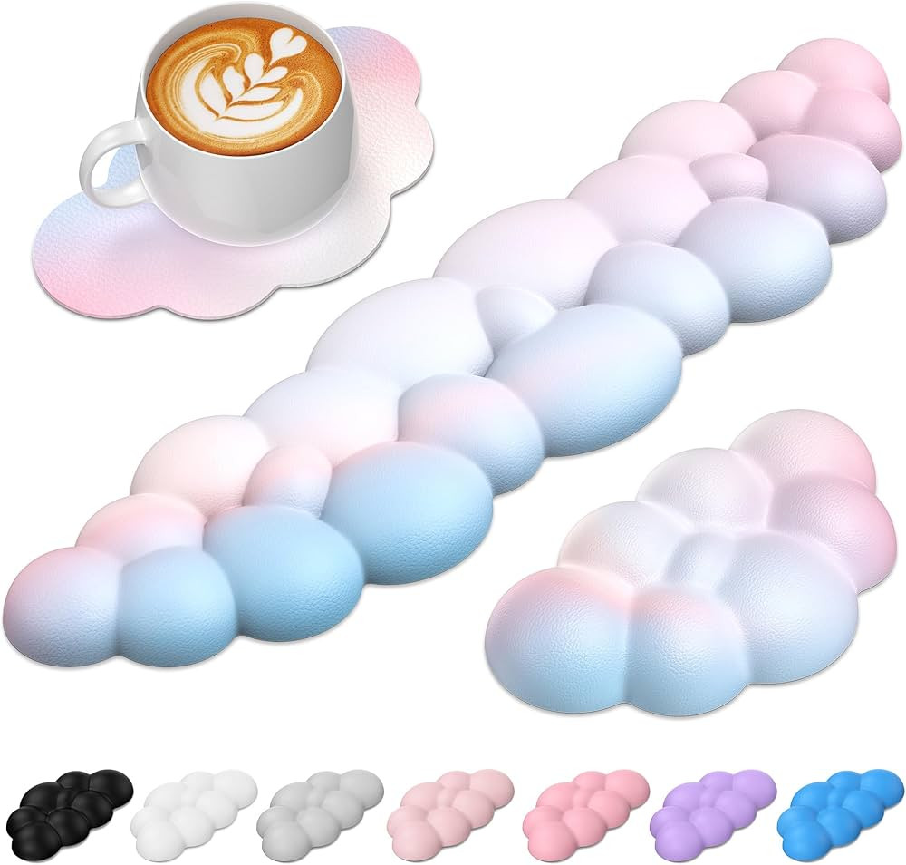 TECKNET Cloud Keyboard Wrist Rest Set, Cloud Wrist Rest with Non-Slip Base, PU Leather Wrist Pad ... | Amazon (US)