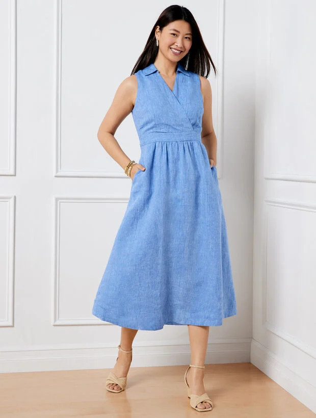 Faux Wrap Linen Shirtdress | Talbots