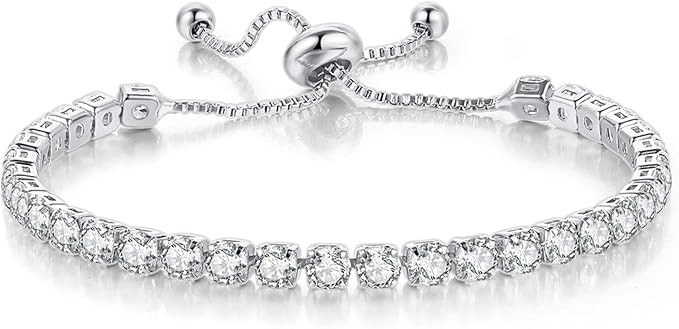 GEMOSA Tennis Bracelets for Women White Gold Plated Diamond AAA+ Cubic Zirconia CZ Dainty Classic... | Amazon (US)