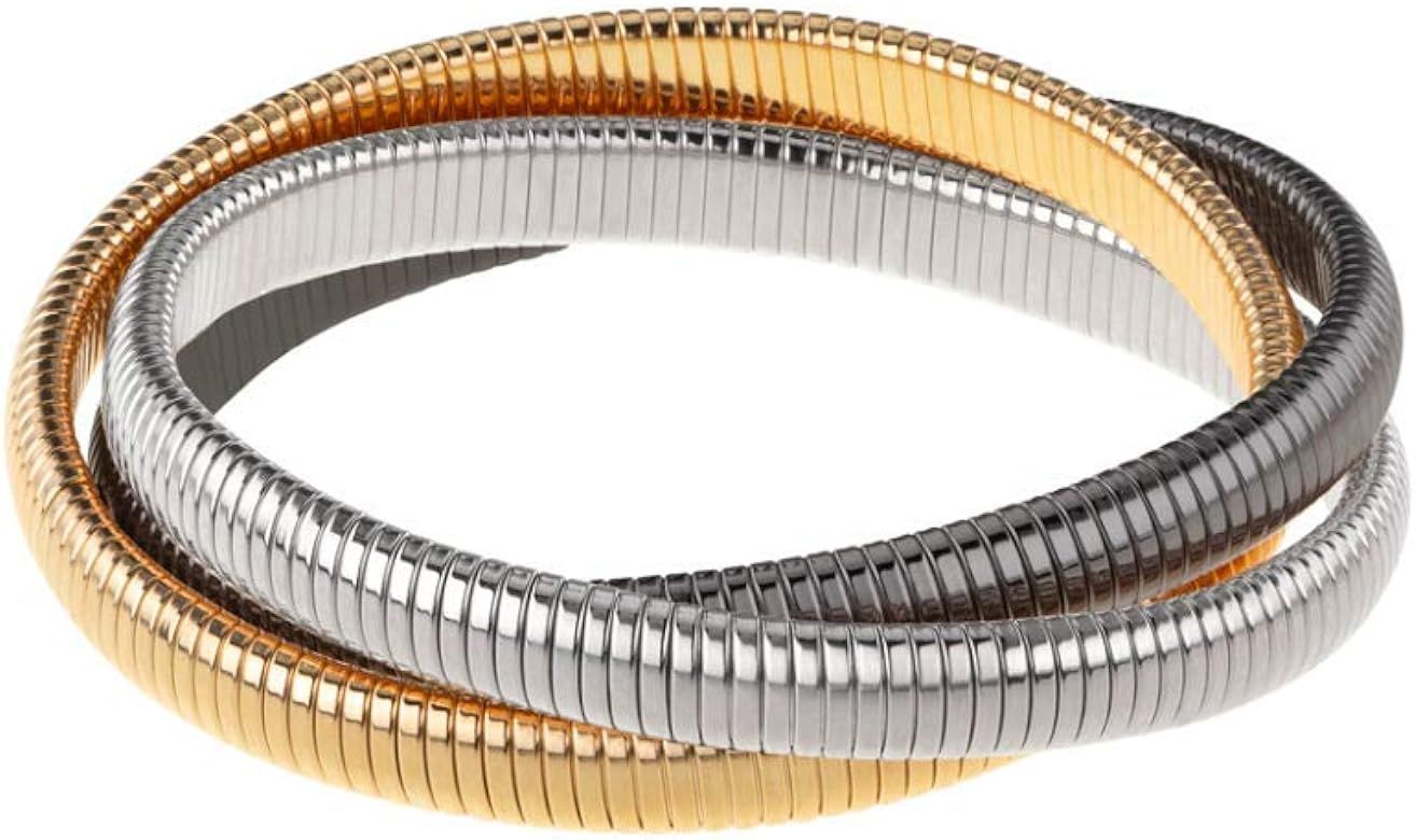 JANIS BY JANIS SAVITT 1/4" Flexible Triple Cobra Bracelet - High Polished | Amazon (US)