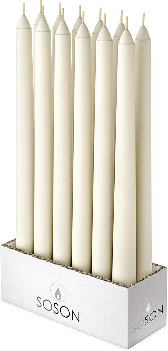 Simply Soson 12 Inch x 3/4" Ivory Taper Candles | Ivory Candlesticks | Ivory Candle Sticks Long |... | Amazon (US)