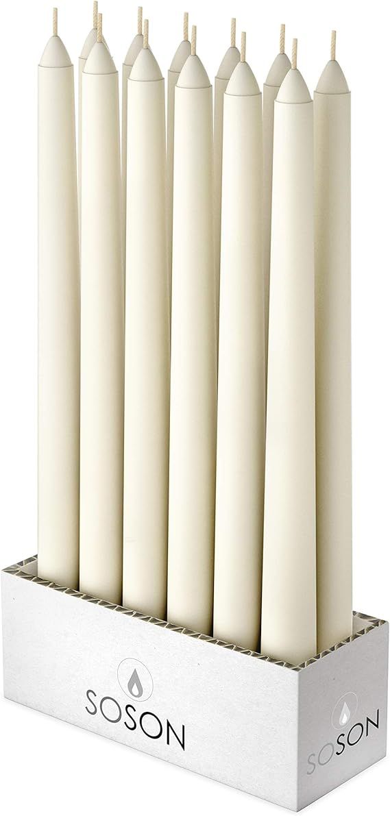 Simply Soson 12 Inch x 3/4" Ivory Taper Candles | Ivory Candlesticks | Ivory Candle Sticks Long |... | Amazon (US)