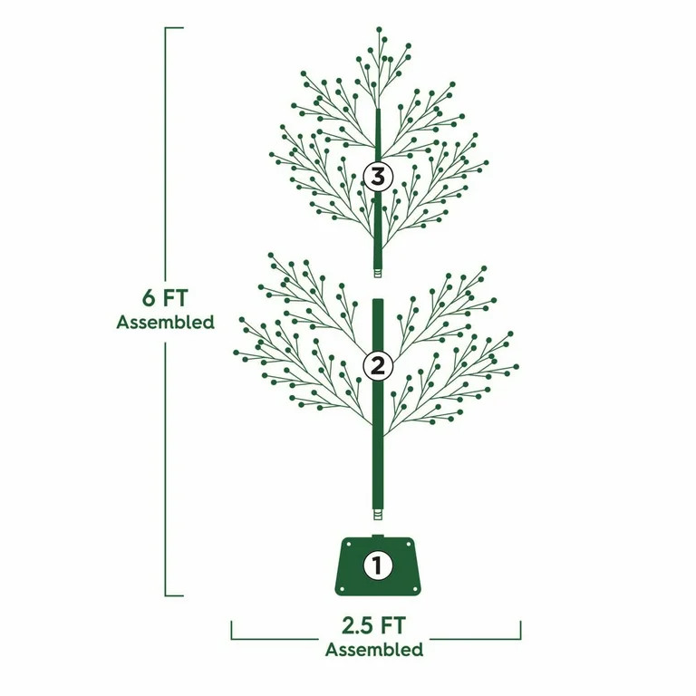 6ft Pre-Lit 210 Warm White Twinkling LED Beaded Tree, Silver Glitters, by Holiday Time | Walmart (US)