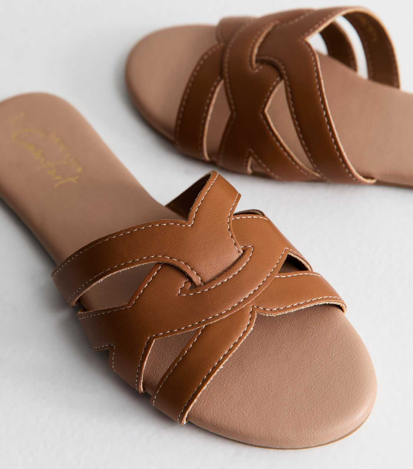Tan Faux Leather Cut Out Interwoven Strap Sandals | New Look | New Look (UK)