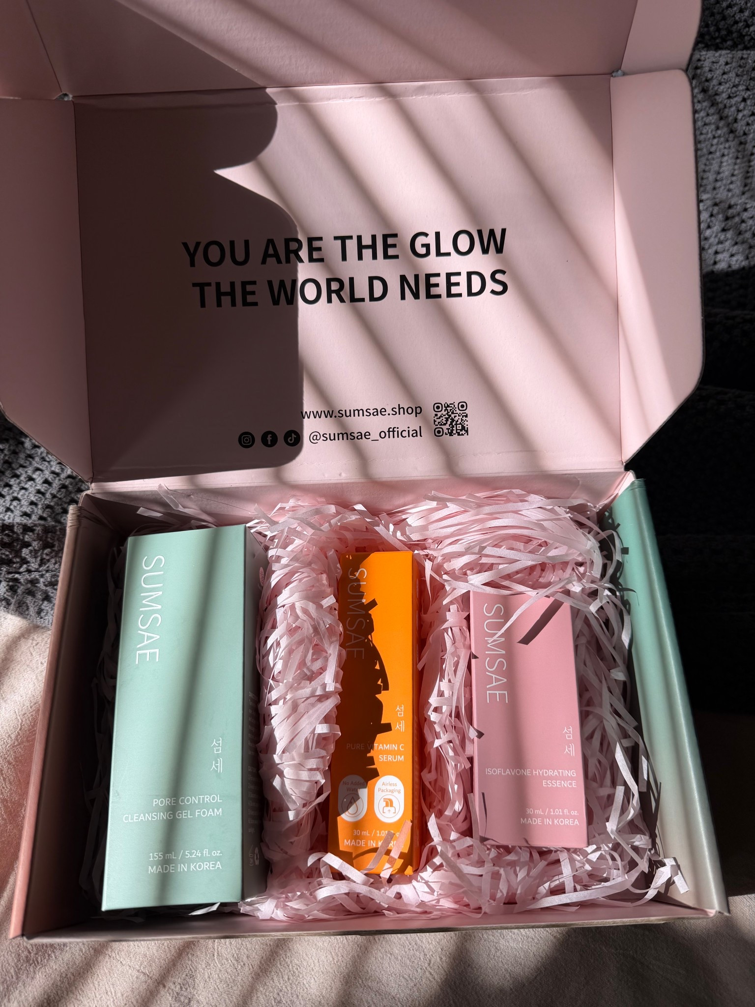 New fav skincare from @sumsae_official ✨



💚Pore Control Gel to Foam Cleanser- gentle + does a great job cleaning everything off my face, leaves it feeling soo soft. 

🩷Isoflavone Hydrating Essence- smells soo freaking good. Hydrates + preps the skin. 

🧡Pure Vitamin C Serum- my fav from the set, evens, brightens and just brings ya back to life. There’s no water added to it just pure vitamin C. 

#LTKselfcare #LTKBeauty