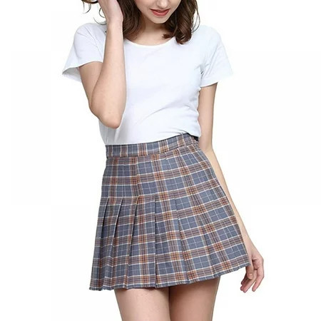 Plaid Skirt High Waist Japan School Skirts with Shorts for Women | Walmart (US)