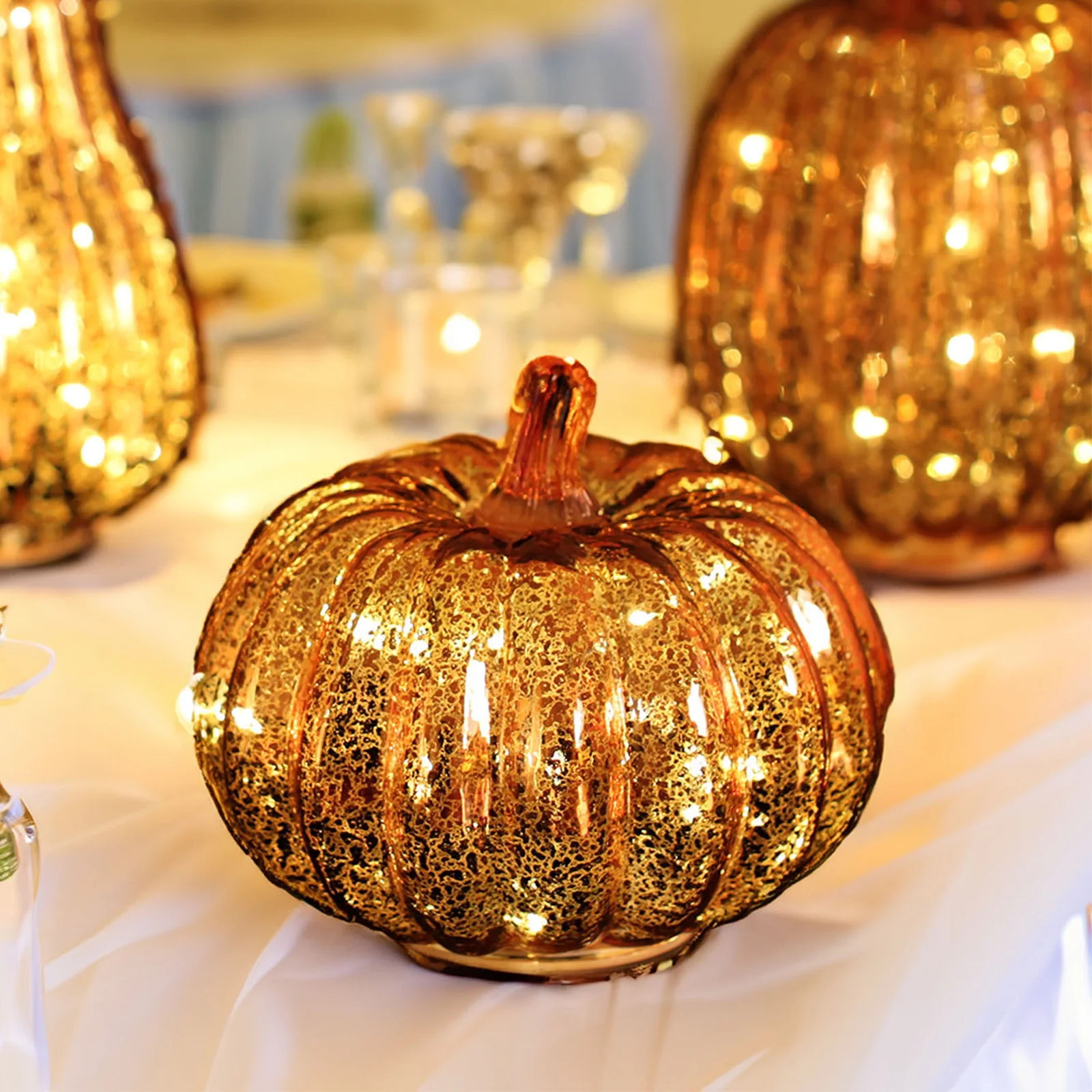 Fall Mercury Glass Light up Pumpkin Decor Fall Decoration for Home Thanksgiving Lamps for Festive... | Walmart (US)